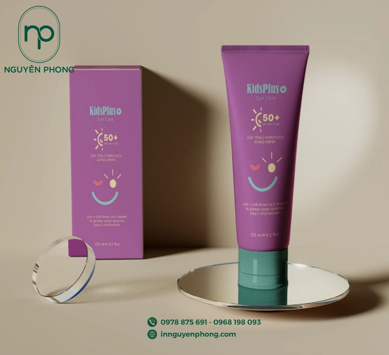 In hộp giấy đựng kem chống nắng trẻ em